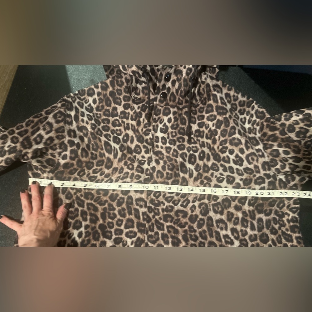 KOOPLES Women’s XS Leopard Waterproof Hooded Jacket Oversized Raincoat - Picture 7 of 16